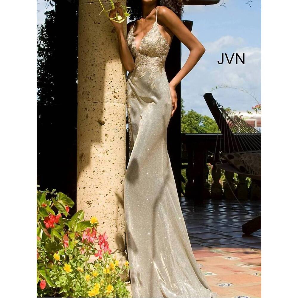 NEW JOVANI glitter prom dress in olive